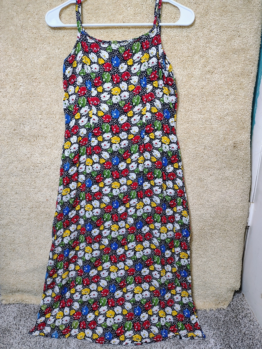 Spaghetti Strap Floral Polka Dot Maxi Dress - Multicolor
